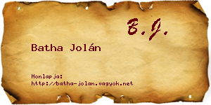 Batha Jolán névjegykártya